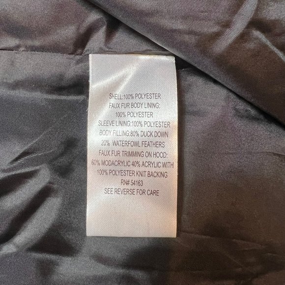 Calvin Klein Puffer Jacket Womens XL Black Down Puffer Faux Fur Lined Hood Parka - Picture 13 of 16